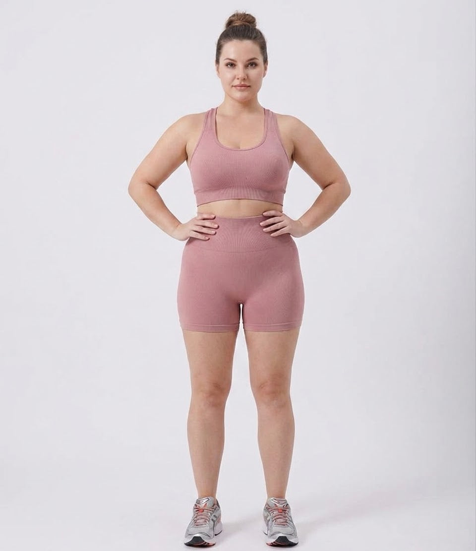 Vitality Seamless 2-Piece Set - Cropped Top &amp; High-Waist Shorts
